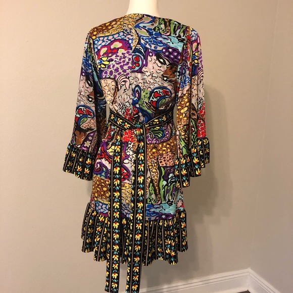 Betsey Johnson Mosaic Deer Flutter Sleeve Dress - Picture 5 of 7